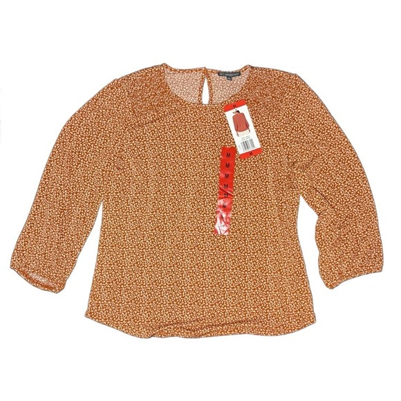 Adrianna Papell Tops - Adrianna Papell Womens Blouse 3/4‎ Sleeve Orange White Size M Top NWT